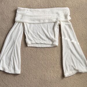 White Off-Shoulder Bell Sleeve Top